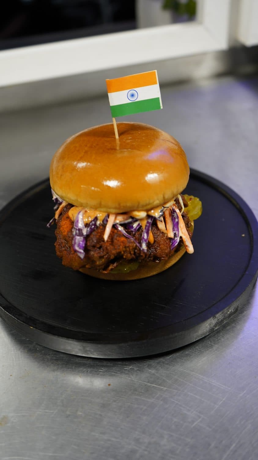 Crispy Indian fried chicken with sandos